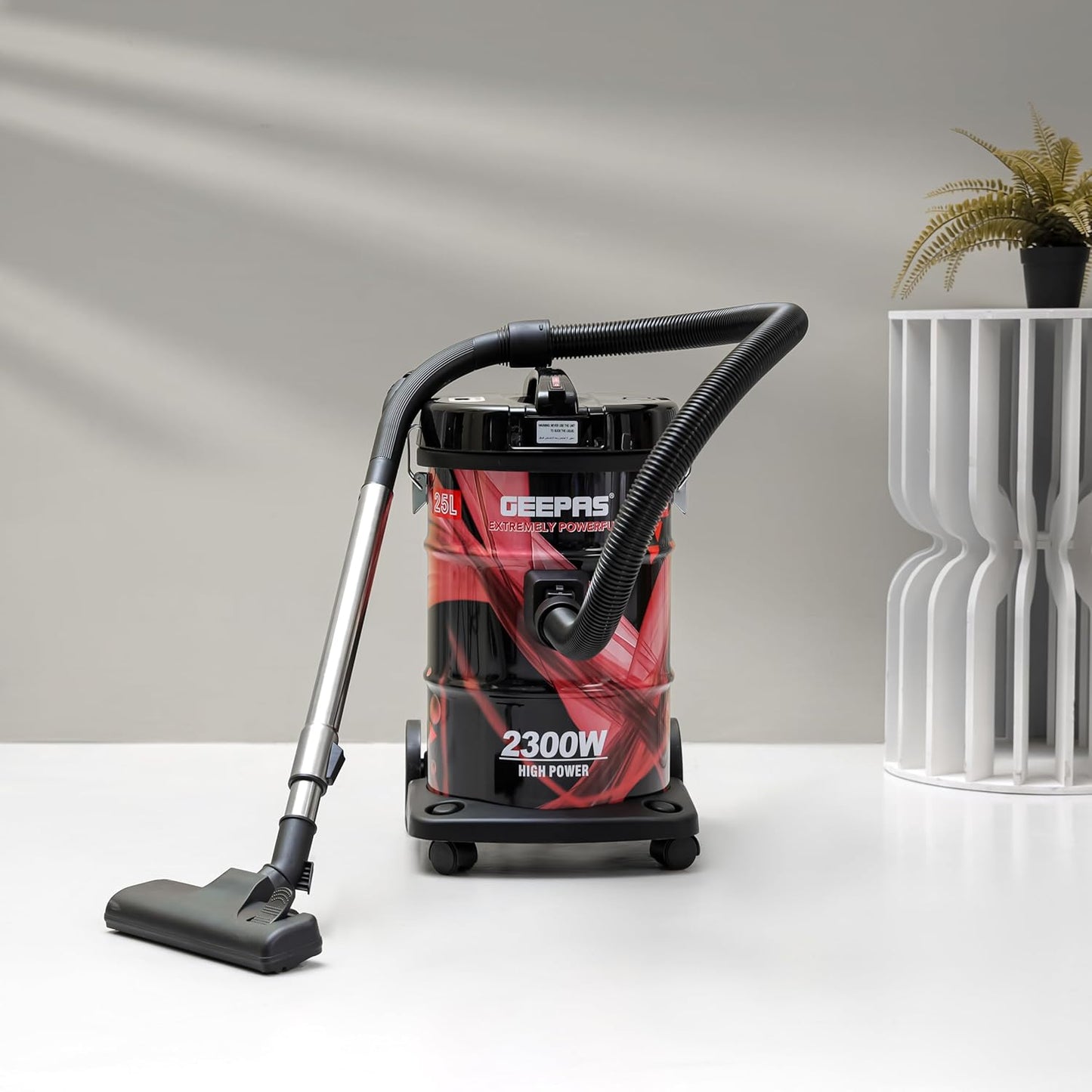 Geepas GVC2598 2300W 25L Drum Vacuum Cleaner with Blower, Dust Full Indicator, and Parking Position