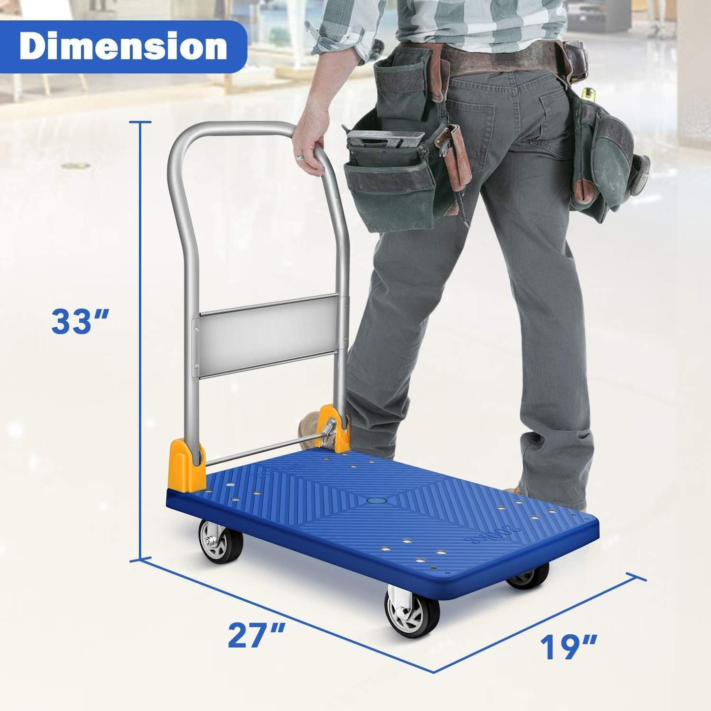 Foldable Platform Trolley Cart - 200kg Capacity, 360° Swivel Wheels, Industrial Utility Wagon for Home, Warehouse, Office