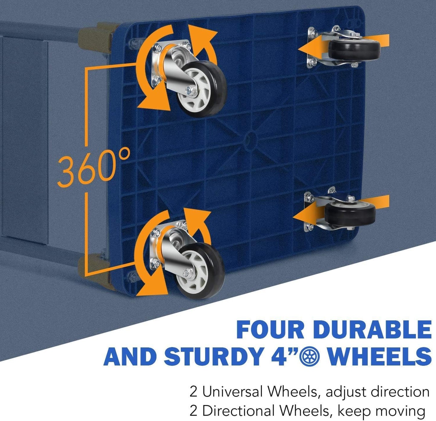 Foldable Platform Trolley Cart - 200kg Capacity, 360° Swivel Wheels, Industrial Utility Wagon for Home, Warehouse, Office