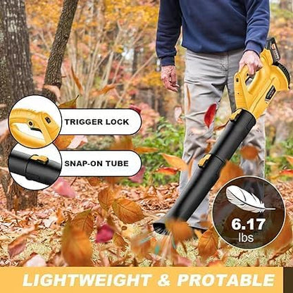 Cordless Leaf Blower 320 CFM 150 MPH with Battery & Charger, Lightweight Electric Blower for Snow & Lawn Care