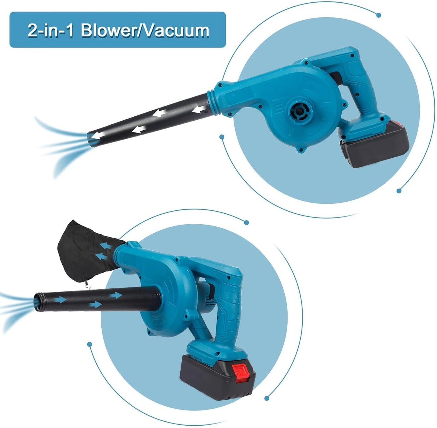 Cordless 2-in-1 Leaf Blower & Vacuum with Battery & Charger, Electric Handheld Blower