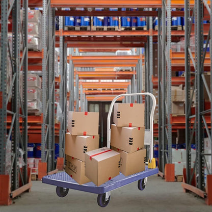 Foldable Platform Trolley Cart - 200kg Capacity, 360° Swivel Wheels, Industrial Utility Wagon for Home, Warehouse, Office