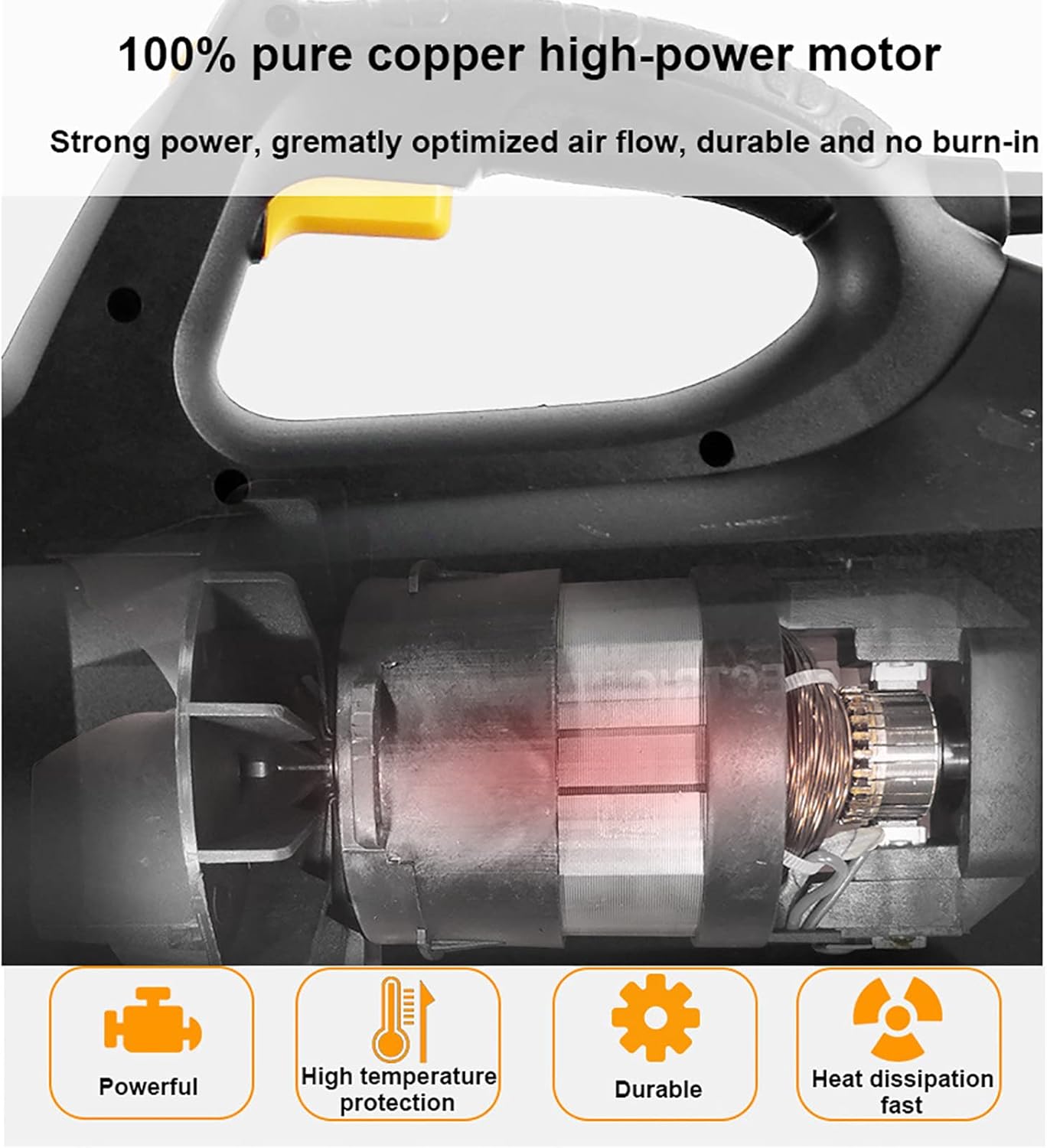 500W Electric Leaf Blower and Garden Vacuum, 218 km/h Wind Speed, 790 m³/h Air Volume, 6-Speed Control, 3M Cable