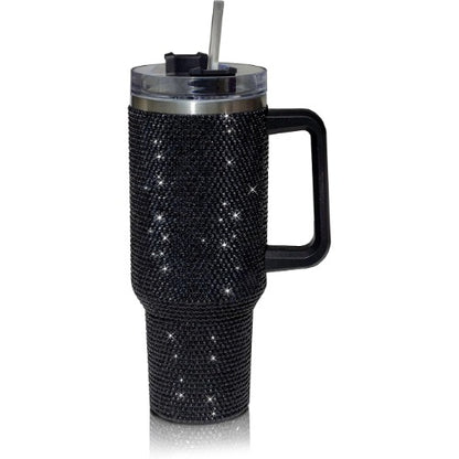 40 Oz Tumbler with Handle, Studded Stainless Steel Water Cup, Insulated with Lid & Straw-Tumblers